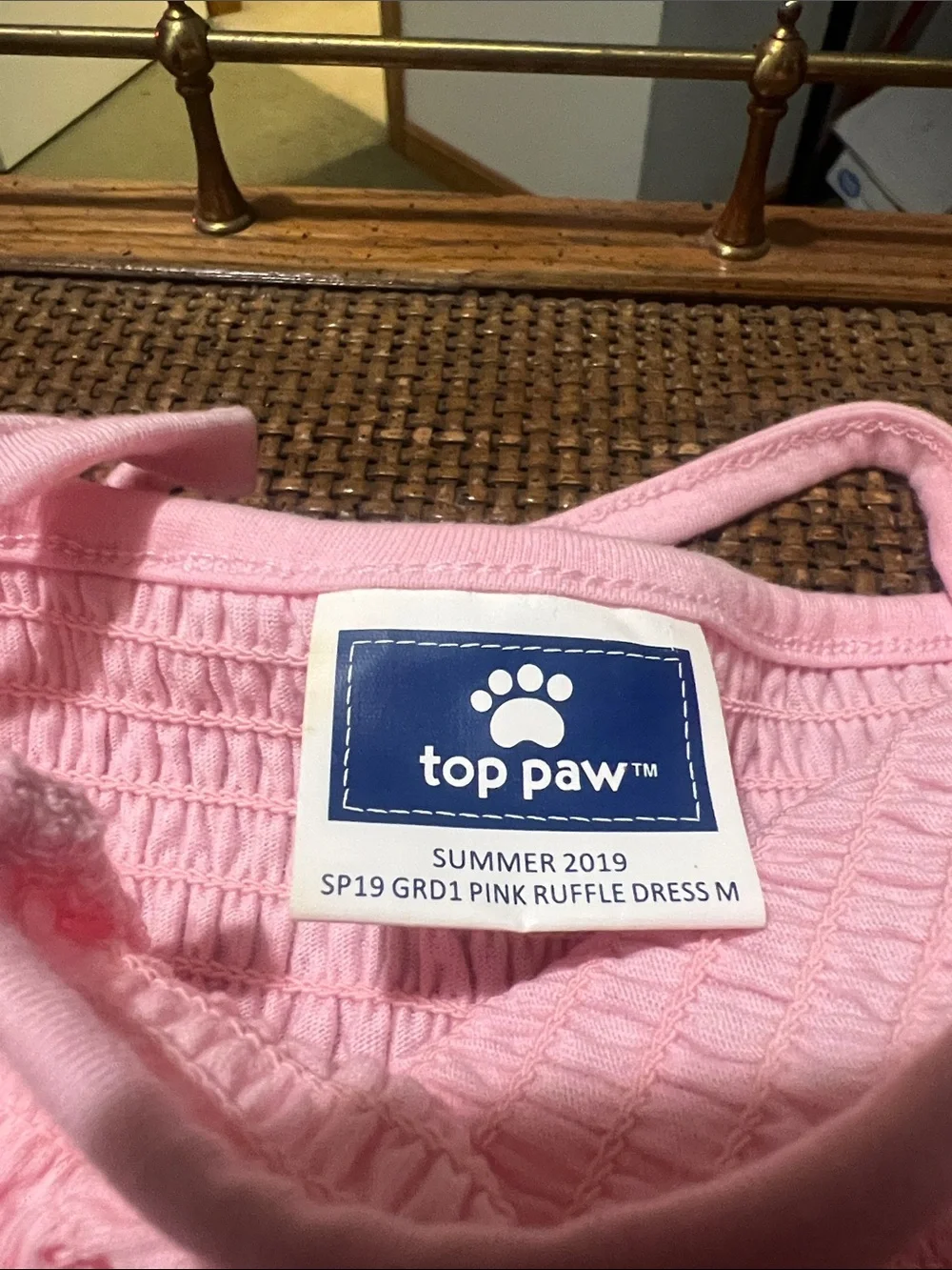 Top Paw Pink Tank Dress with Blue & Teal Tropical Leaf Print